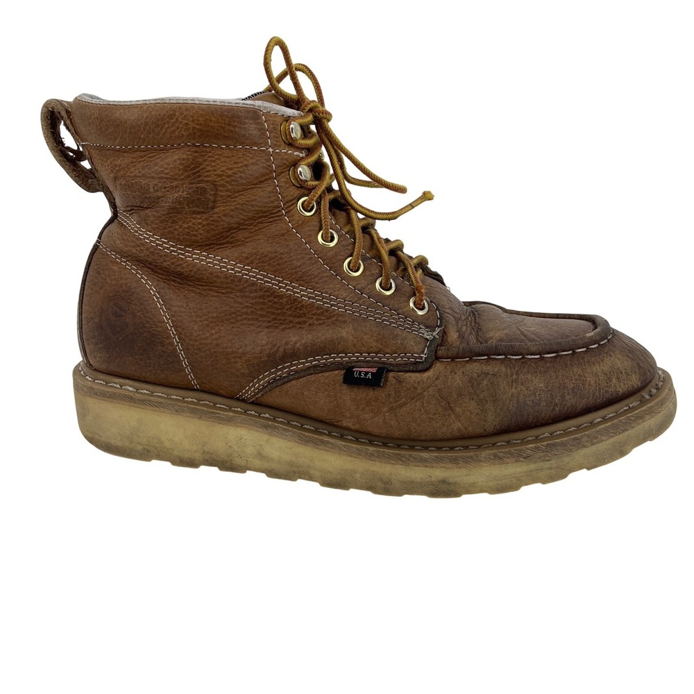 Sureway Moc Toe Work Boots Mens 9.5 Brown‎ Good Leather Goodyear Welt USA Label